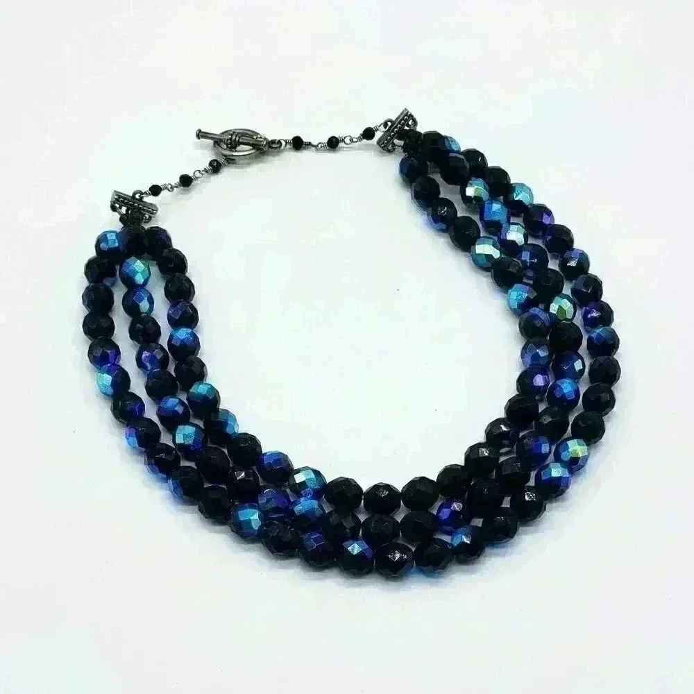 Blue Faceted Bead Necklace